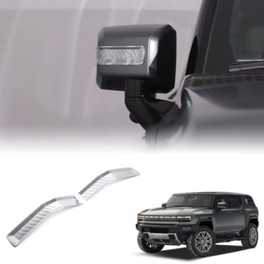 Imagem de Fita de raspagem para espelho retrovisor de carro compatível com acessórios Hummer EV 2024 2025 acessórios adesivos de proteção de espelho retrovisor (prata)