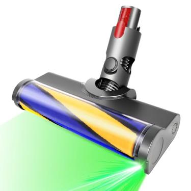 Imagem de LHCOEEO Cabeça de escova de rolo macia para aspirador de pó sem fio V7 V8 V10 V11 V15 Cyclone - Acessório de liberação rápida com luz de limpeza LED verde para remoção de madeira, mármore, azulejo e