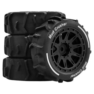 Imagem de JunZheHub Conjunto de 4 Rodas para RC Todo-terreno, Pneus de Reposição para RC Off-road, 2,8 X 1 Polegada, para Escala 1/14, Preto