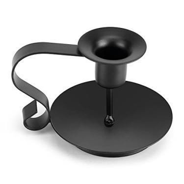 Imagem de Aqur2020 Castiçal de Ferro, Suporte de Castiçal Com Acabamento Preto Fosco Com Alça de e Furo Redondo, Design Estável e Seguro para Velas, Jantar à Luz de Velas, Sala de Estar