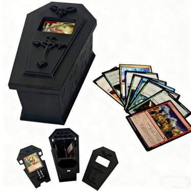 Imagem de TCGADVN MTG Deck Box Gothic Caixão, Vampire Edgar Markov Deck Box com armazenamento de dados e contador de vida, comporta 100 cartas com manga