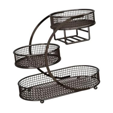 Imagem de Bothyi Cesto de frutas e legumes, suporte para vegetais, fruteira de metal, cesto de pão para mesa de jantar, casa, Preto