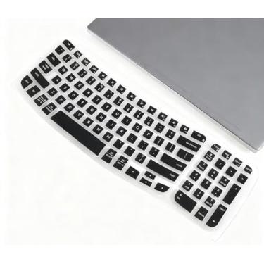Imagem de Capa de silicone para teclado Logitech K780 / Ergo K860 / Wave Keys, película protetora à prova d'água transparente à prova de poeira (teclas de onda preta)