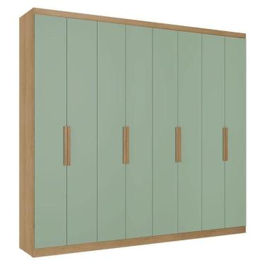 Imagem de Guarda Roupa Casal Milan 8 Portas Capuccino Menta Acetinado - Thb