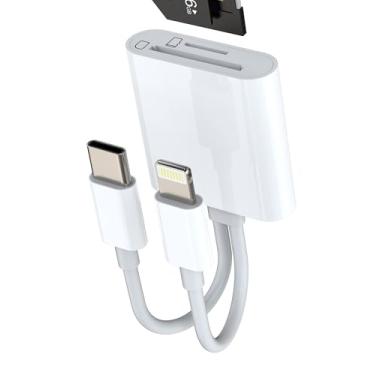 Imagem de Adaptador tipo C Lightning para leitor de cartão SD Micro SD USB C para Apple para iPhone 15 Pro MAX Plus para iPad, MacBook Air, compatível com leitor de cartão Samsung, conector flash compacto, cabo