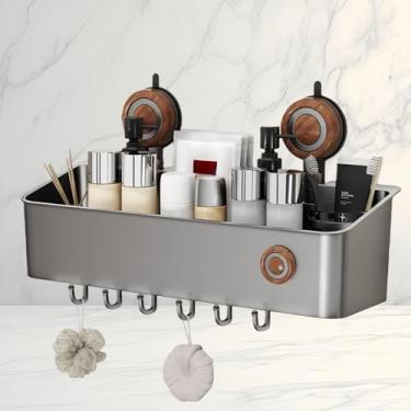 Imagem de HONGYUETECH Suporte de chuveiro com ventosa de sucção, prateleira de chuveiro de plástico removível com drenagem, multiuso para banheiro/cozinha/trailer/hotel, organizador de armazenamento de chuveiro