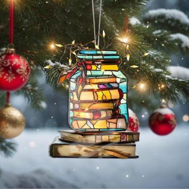 Imagem de Enfeites de Natal, livro de cristal, enfeites de árvore de Natal feitos à mão, decoração de carro e casa - presentes de Natal, decoração de artesanato em acrílico, ideias de troca de presentes para