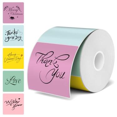 Imagem de Etiquetas adesivas térmicas quadradas de 5 cm, 5 cores, 200 peças