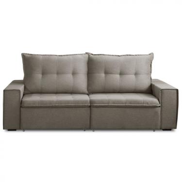 Imagem de Sofá Retrátil Reclinável Valentino 2,10m Linho Star Confort Linho Creme