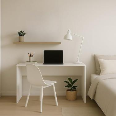 Imagem de Mesinha de Computador Multiuso para Quarto e Escritório - Compacta, Moderna e Durável com Acabamento UV - Ideal para Trabalhar e Estudar(BRANCO)