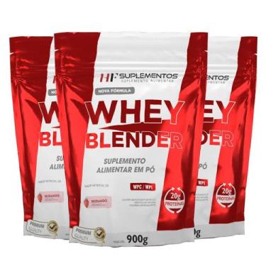 Imagem de 3X Whey Blender Concentrado Morango 900G Hf Suplementos