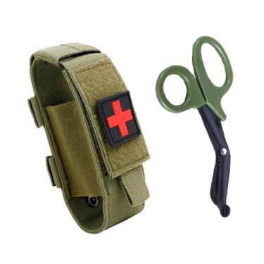 Imagem de Bolsa de torniquete com tesoura, suporte de torniquete Molle, tesoura tática de torniquete TQ Trauma (sem torniquete) (verde militar)