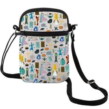 Imagem de MEIKIUP Bolsa de maquiagem de papel assombrado, papel assombrado, inspirado em filmes de terror, presente com zíper fantasma, tema de Halloween, presente, Haunted Cb