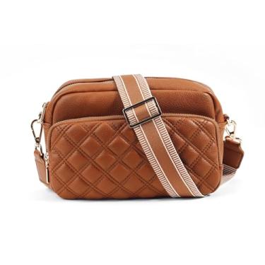 Imagem de cotika Bolsa transversal pequena, bolsas femininas de couro vegano, bolsa tiracolo acolchoada, bolsa de ombro, Marrom, Tendência