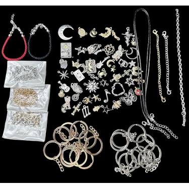 Imagem de Porta-chaves divididos com corrente, mini pingentes banhados, extensores de pulseira de colar, fabricação de joias faça você mesmo, Large, Aço inoxidável, Sem Pedra Preciosa