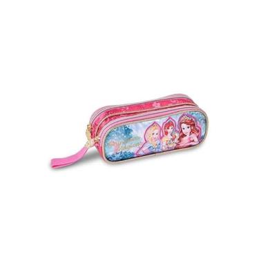 Imagem de Estojo Escolar Duplo Princesas Menina Porta Lápis Canetas
