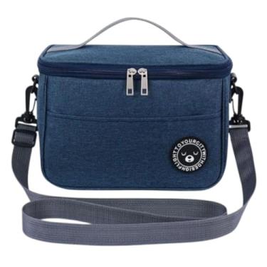 Imagem de Bolsa Térmica Lancheira Premium com Alça de Ombro, para Marmita e Lanche - Ideal para Trabalho, Academia, Escola e Passeios (Azul Marinho)