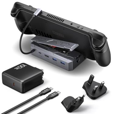 Imagem de Estação de ancoragem JSAUX HB0604 M.2 6 em 1 para Steam Deck OLED/ROG Ally com carregador adaptador CA de 65 W, HDMI 2.0 4K a 60 Hz, Ethernet, duas entradas USB A 3.2 e USB C (SSD não incluído)