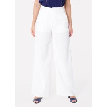 Imagem de Calça de Linho Branca Pantalona Alfaiataria Feminina Sob-Feminino