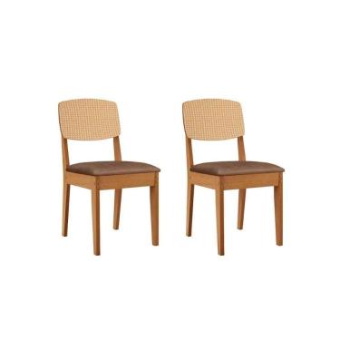 Imagem de Cadeira Sala De Jantar Havana Premium Kit 2 Un Naturalle/corano Capuccino/pintura Tela - Rufato