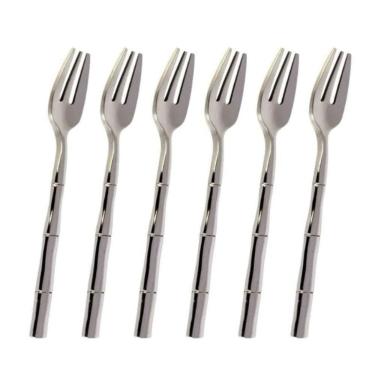 Imagem de 6 Garfos De Sobremesa Steel Wood Bambu Em Inox L?hermitage