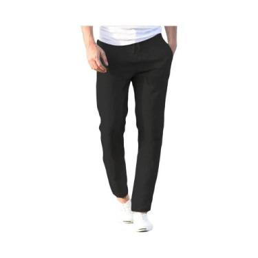 Imagem de Calças Masculinas De Algodão E Linho Respiráveis Para Outono, Cor Sóli