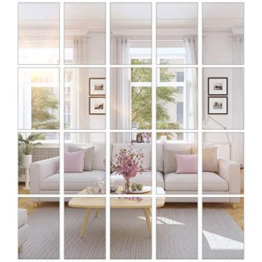 Imagem de BBTO 20 folhas de espelho, 10,2 x 15,2 cm, autoadesivo, não vidro, recortado, adesivos, espelhos, azulejos, adesivos espelhados, seguros, inquebráveis, pequenos sem moldura para sala de aula, sala de