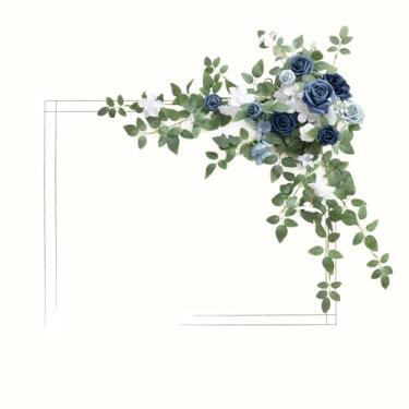 Imagem de Ling's moment Decoração de guirlanda floral de arco de boas-vindas artificial para cerimônia, recepção, entrada, festa, banquetes, cavalete para casa ao ar livre (não inclui placa)