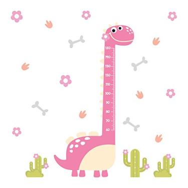 Imagem de Adesivo de Parede Infantil Dinossauros (Régua Dino Baby Rosa)
