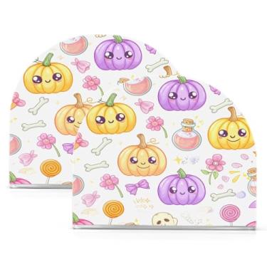 Imagem de Wassud Kawaii Pumpkins Porta-guardanapos de acrílico, moderno dispensador de guardanapos de papel em forma de U para mesa, cozinha, sala de jantar, bancada 2 peças (comporta 50-60 guardanapos)
