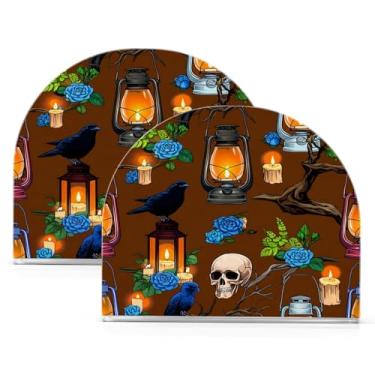 Imagem de Wassud Porta-guardanapos de acrílico de caveira vintage, dispensador de guardanapos de papel moderno em forma de U para mesa, cozinha, sala de jantar, bancada 2 peças (comporta 50-60 guardanapos)