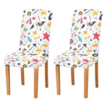 Imagem de Wassud Capas de cadeira de arte Star and Arrow para sala de jantar, capas elásticas de cozinha, capas laváveis e protetoras de assento, conjunto de 4