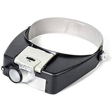 Imagem de uhyOHF Lupa com luz de LED, mãos livres, viseira iluminada para leitura, lupa de joias, reparo eletrônico universal (