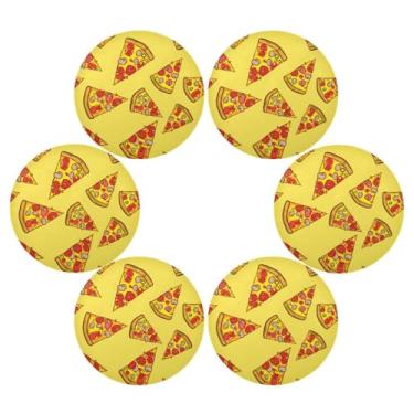 Imagem de Wassud Jogo americano conjunto de 6 tapetes redondos de fatias de pizza para cozinha e jantar, tapetes laváveis e resistentes ao calor, decoração de mesa 39 cm