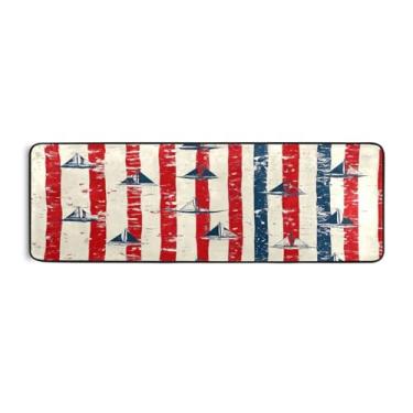 Imagem de Qilmy Tapete vintage listrado para veleiro 183 x 61 cm, antiderrapante, antifadiga, confortável, tapetes longos, para quarto, sala de estar, banheiro, corredores, entrywa195