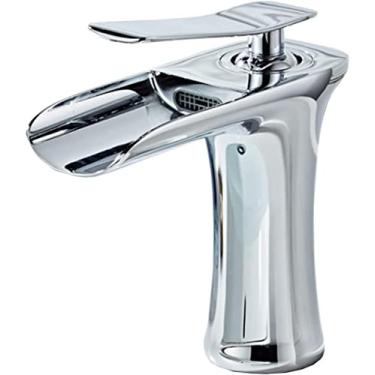 Imagem de YYBOES Torneira de pia de banheiro Torneiras de banheiro Manípulo único Torneira de banheiro Torneira de banheiro Torneira de banheiro de orifício único Torneiras de banheiro para pia 1 furo para