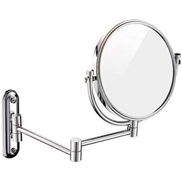 Imagem de Espelho de maquiagem montado na parede, espelho cosmético de 20 cm, espelho telescópico dobrável de metal, ampliação 3x, espelho de banheiro