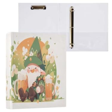 Imagem de Burbuja Pasta St. Patrick Gnome Beer com 3 argolas de 3 cm para trabalho de escritório, fichário aberto D serve para papel tamanho carta com visão clara, 2 bolsos, 1 pacote