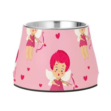 Imagem de Burbuja Tigela de ração para animais de estimação de aço inoxidável Cupids para comida e água, antiderrapante para cães médios e gatos, 590 ml