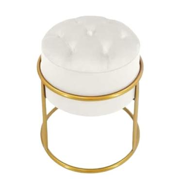 Imagem de Pufes Para Sala Decoração Moderna Estilo Industrial puff redondo stilo Urbano para Ambientes Aconchegantes(Off-whit,Dourado)