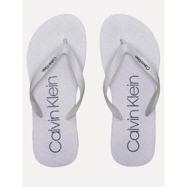 Imagem de Chinelo Calvin Klein Swimwear Silk Basic Logo Branco-Masculino