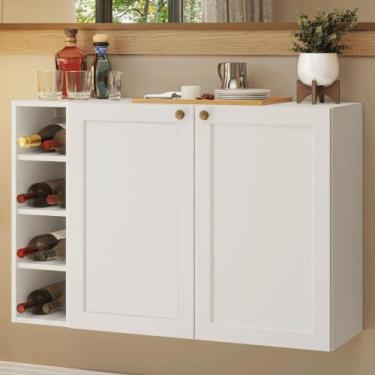 Imagem de Buffet Aparador com Adega 100cm 2 Portas Vik Madesa 16 B, Branco