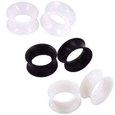 Imagem de Stuppendux 1 par/3 pares preto/branco/transparente silicone flexível orelha pele túneis alargadores alargadores corpo oco piercing 2G-2.5 cm 6-25 mm, Silicone