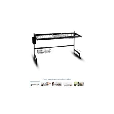 Imagem de Escorredor de Louças Suspenso para Pia, Aço Inoxidável, Preto Fosco, 65x32x54.5cm, Multifuncional