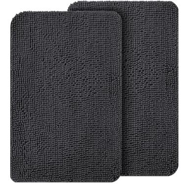 Imagem de OLANLY Conjunto de 2 peças de tapete de porta para cães, 76 x 50 cm, absorve umidade e sujeira, tapete absorvente antiderrapante lavável, tapete de lama de chenille de secagem rápida para cães, tapete