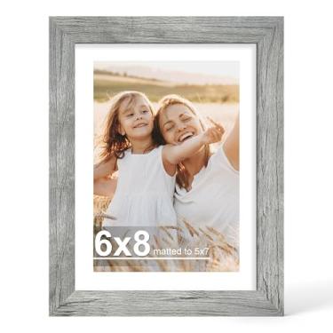 Imagem de Hongkee Porta-retrato 15 x 20 cm com vidro, exiba imagens 13 x 17 com tapete ou 15 x 20 sem tapete - parede e mesa, molduras de madeira 15 x 20 (cinza, 1 pacote)