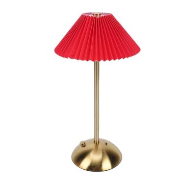 Imagem de Diydeg Abajur de Mesa, Abajur de Cabeceira Sem Fio Recarregável Regulável por Toque, Abajures Modernos de Mesa de Cabeceira de Tecido Plissado Com Bases de Metal para Casa, Quarto (Estilo 2)
