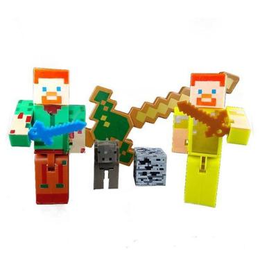Imagem de Kit Cartelado Minecraft 2 Bonecos + 1 Espada Minecraft 31Cm