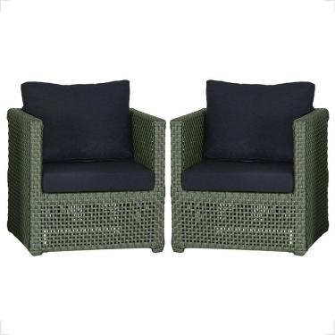 Imagem de 2 Poltronas Madri Alumínio Corda Náutica Estofado 12 Trama Verde