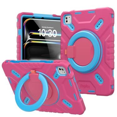 Imagem de Pepkoo Capa para iPad Pro de 11 polegadas para crianças, compatível apenas com chip M4 2024, capa leve e à prova de choque para iPad, com alça giratória de 360° e orifício respirável.